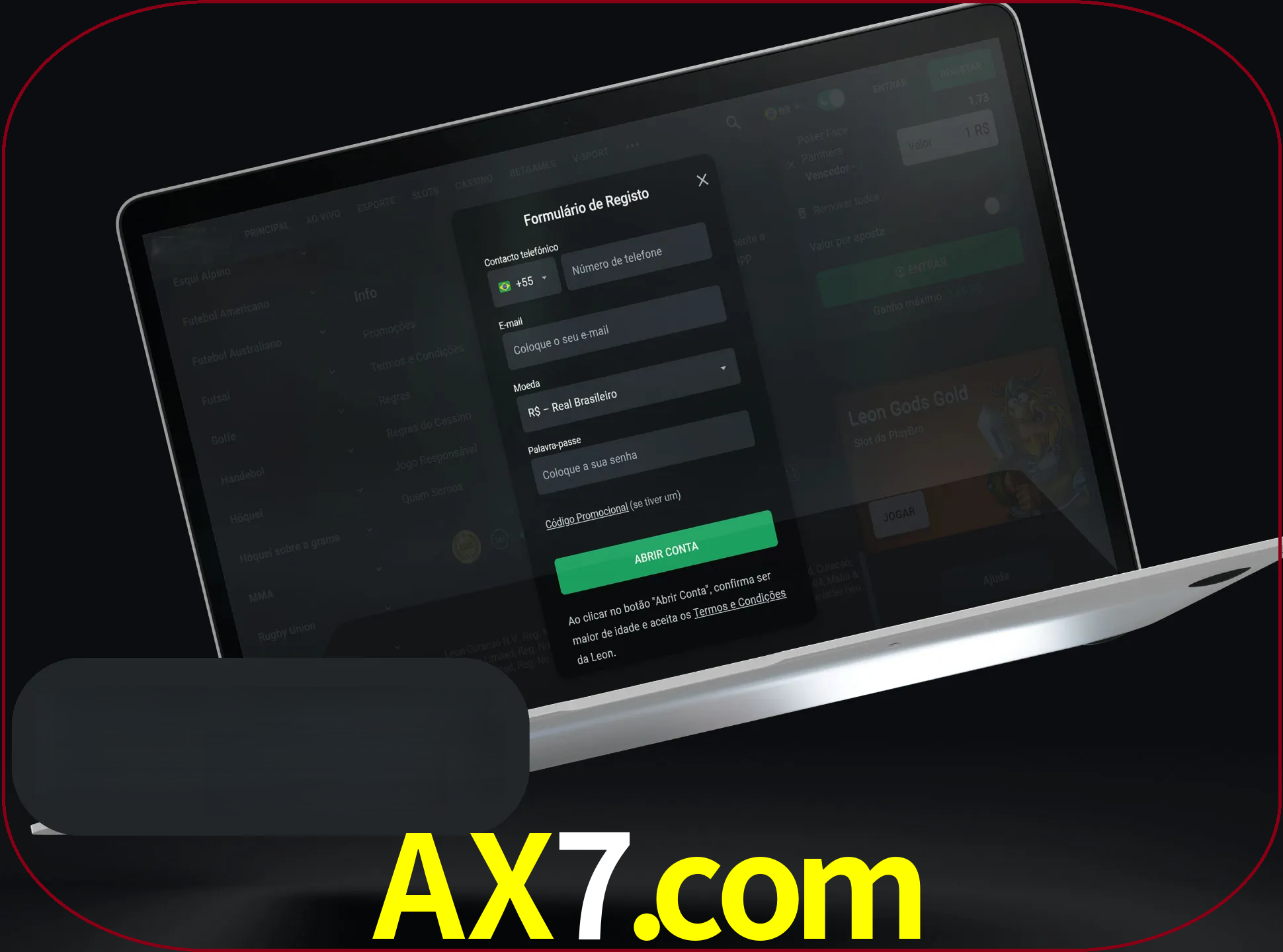 Abra o site da LeonBet e crie sua própria conta.