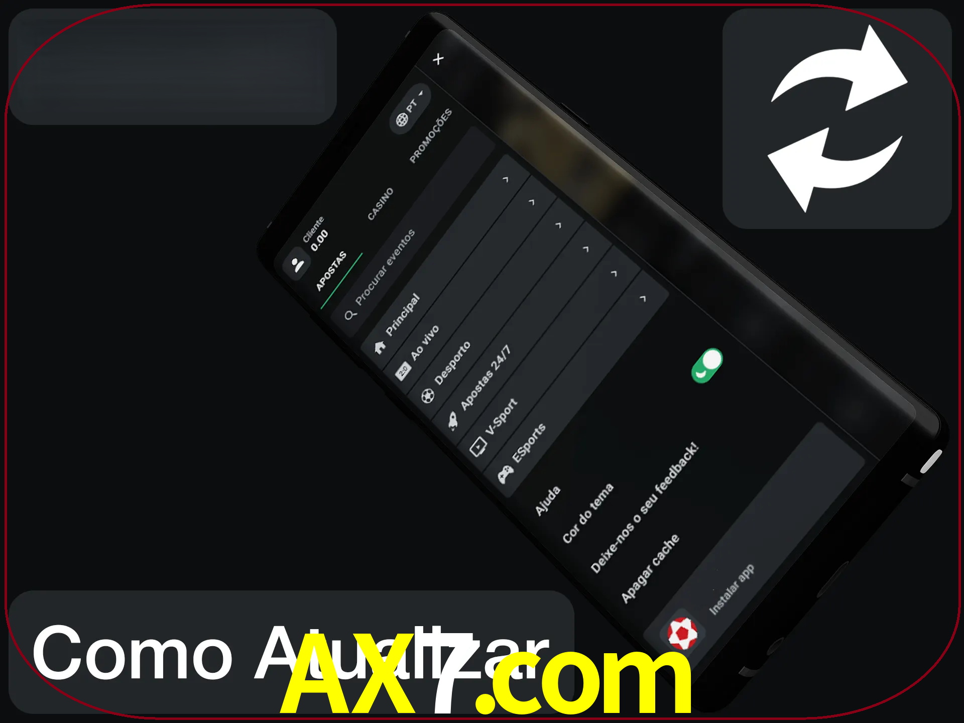 O aplicativo é atualizado automaticamente quando você faz o login.