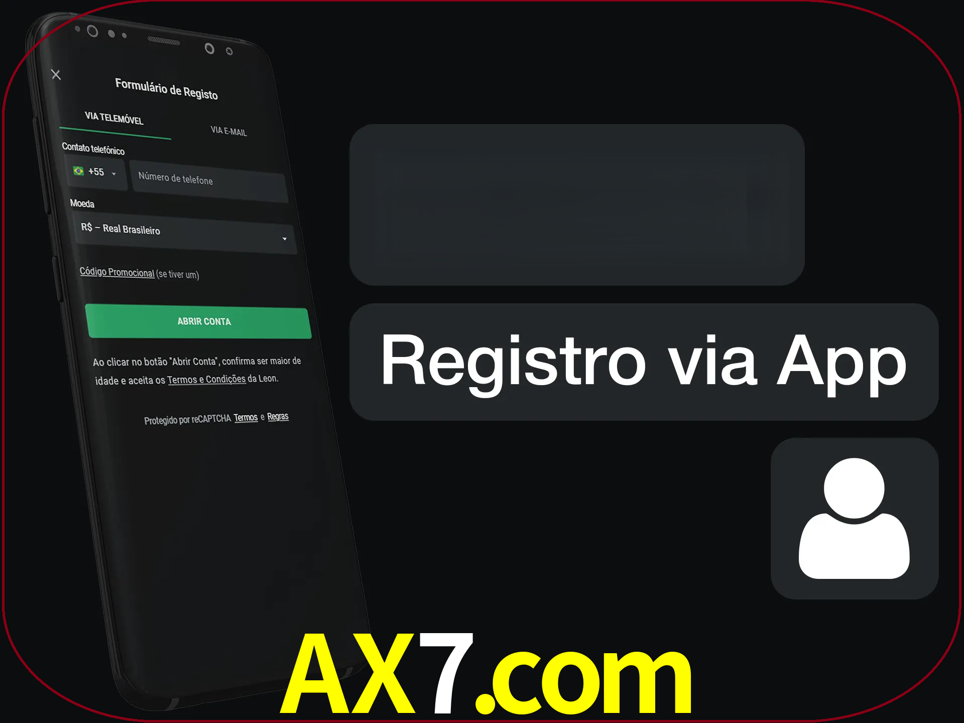 Registre-se com duas etapas usando o aplicativo.
