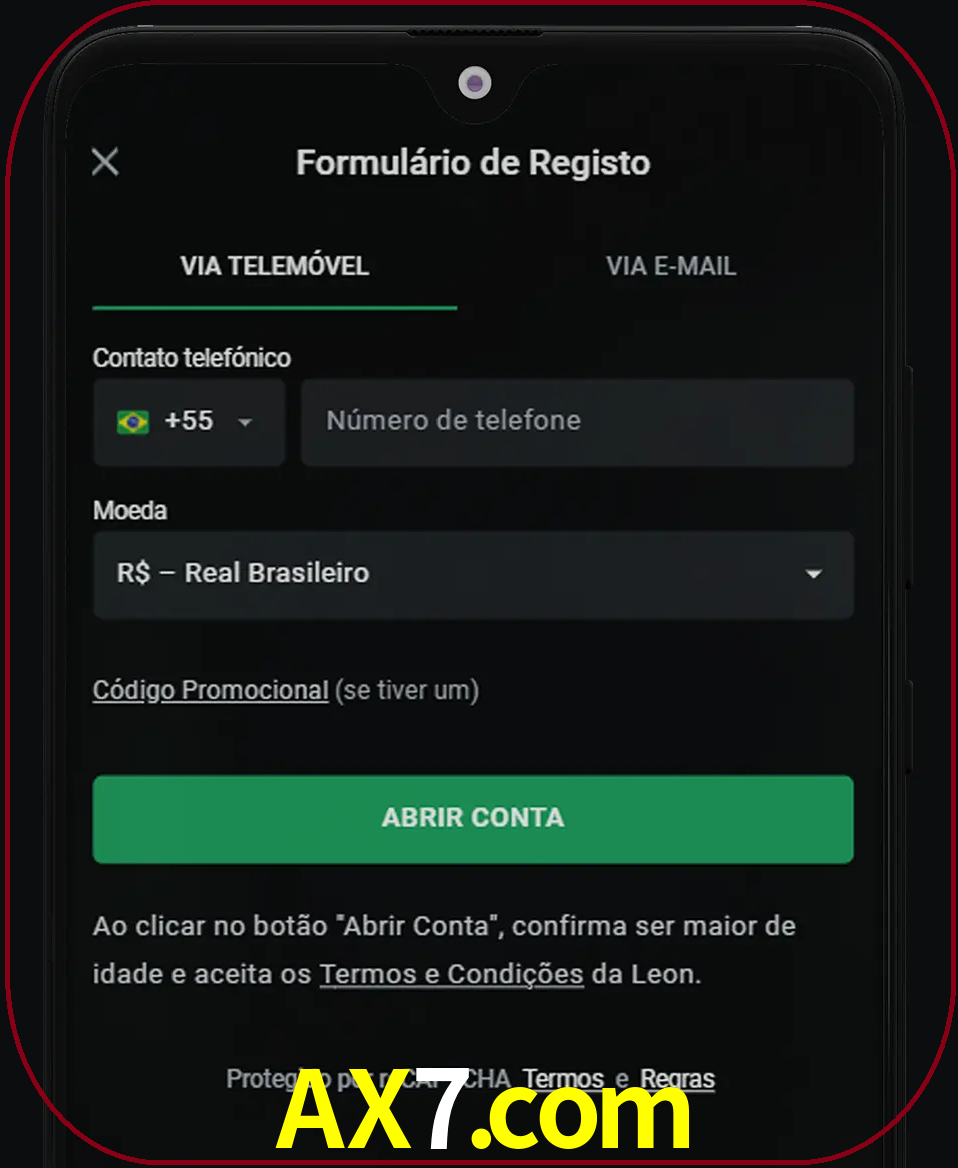 Abra o aplicativo e inicie o processo de registro.