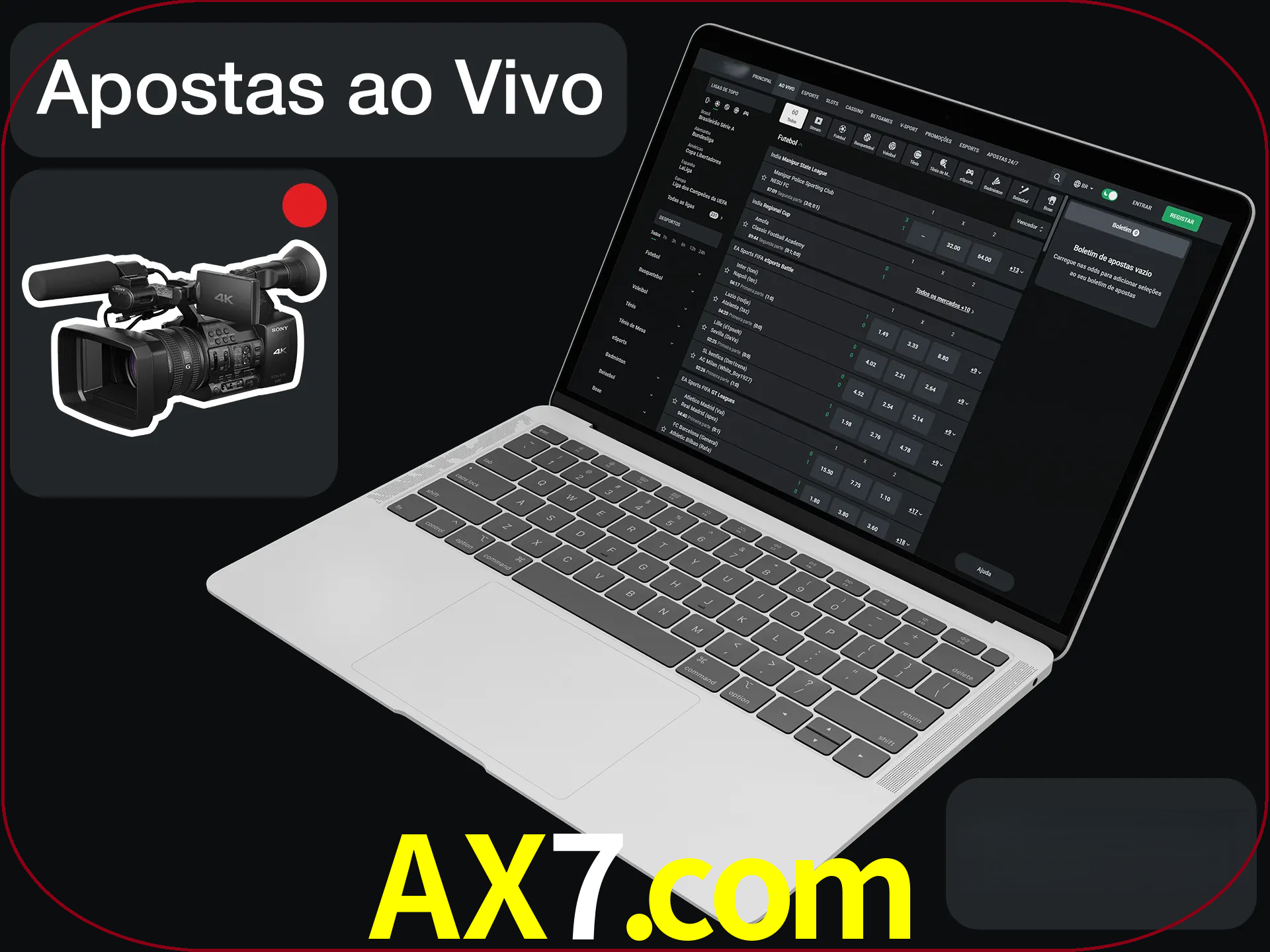 Aposte em formato ao vivo em nosso site.
